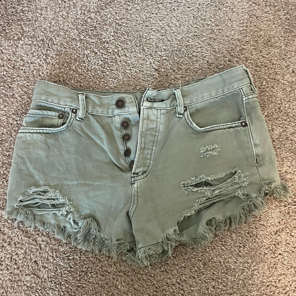 FREE PEOPLE green Jean shorts